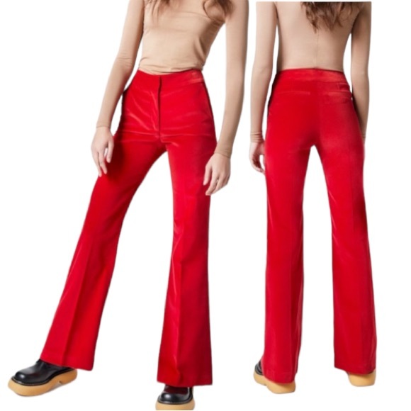 Smythe Pants - Smythe Red Velvet Flare Trouser Pants Size 24